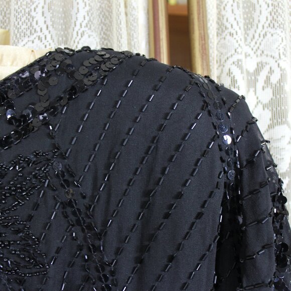 Vintage 1980's Womens Black Beaded Lillie Rubin Cocktail Dress-Size Small-PMNAT1 - Picture 2 of 13